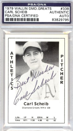 Carl Scheib Autographed Signed 1979 Diamond Greats Card #338 A's PSA/DNA 