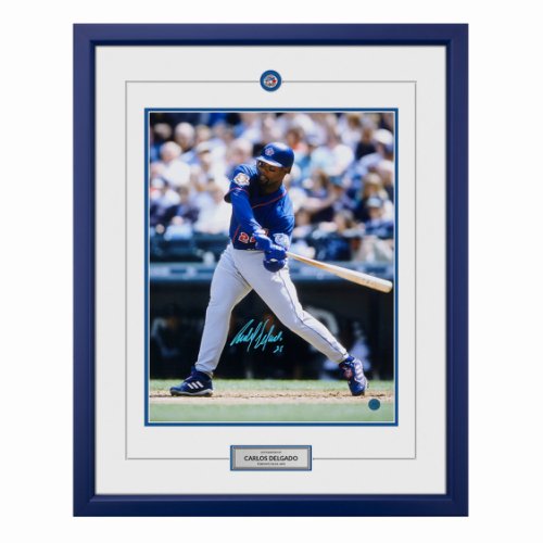 Carlos Delgado Signed Framed 11x17 Rookie Card & Photo