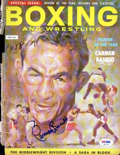 Carmen Basilio Autographed Boxing & Wrestling Magazine Cover PSA/DNA