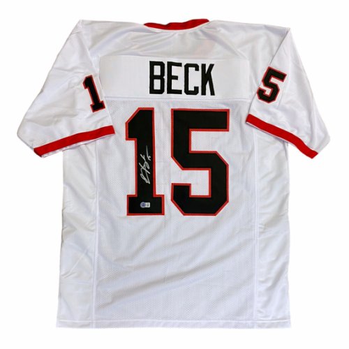 Carson Beck Autographed Georgia Bulldogs White XL Custom #15 Jersey (Signed on 1) - Beckett Authentication Services (BAS) 