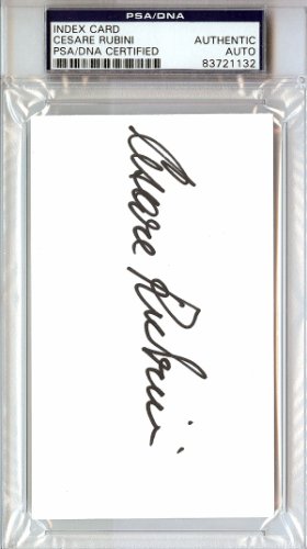 Cesare Rubini Autographed Signed 3X5 Index Card Team Italy PSA/DNA 