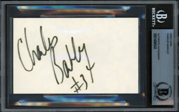 Charles Barkley Autographed Signed 3X5 Index Card Philadelphia 76Ers Vintage Signature Beckett Beckett 
