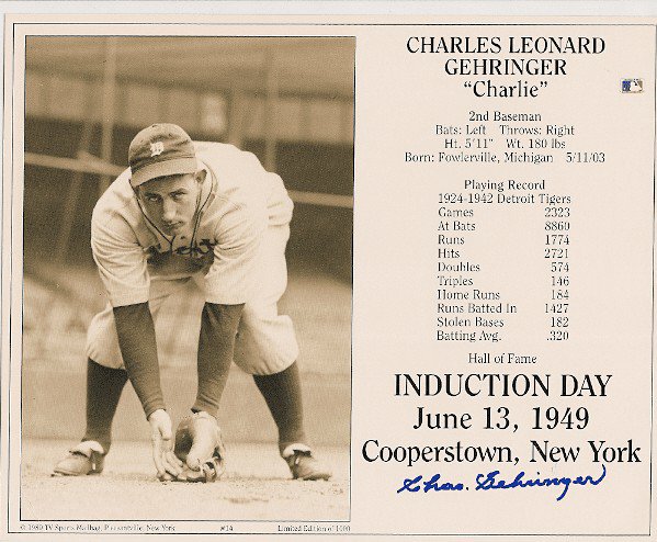 Charles Gehringer Autographed Signed HOF Induction Day Card - Autographs