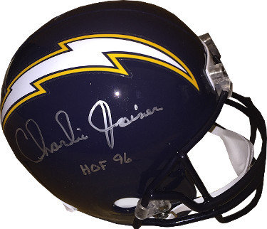 Charlie Joiner Autographed Signed San Diego Chargers TB Navy Full Size Rep Helmet HOF 96- Steiner Hologram 