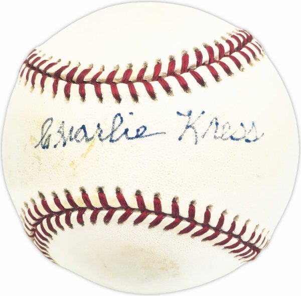 Charlie Kress Autographed Signed Official Al Baseball Brooklyn Dodgers Beckett Beckett Qr #Bm25895 