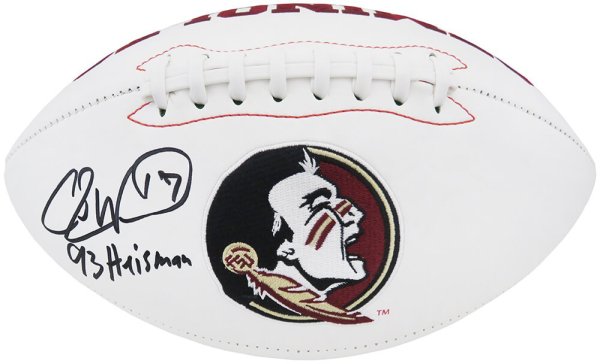 Charlie Ward Autographed Signed Florida State Seminoles Rawlings White Logo Football w/93 Heisman 