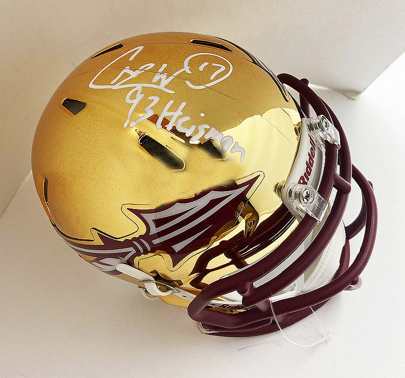 Charlie Ward Autographed Signed FSU Seminoles Gold Chrome M/H w/93 Heisman White Ink - PSA 