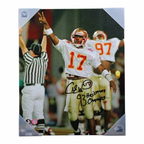 Charlie Ward Autographed Signed FSU Stretched 20x24 Canvas w/93 Heisman Champs Insc-PSA 