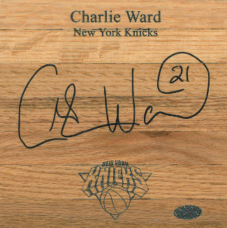 Charlie Ward Autographed Signed New York Knicks Floor Board 6x6