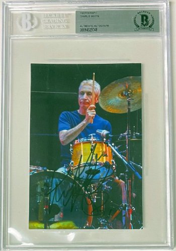 Charlie Watts Autographed Signed 4X6 Photo- Beckett/BAS Encapsulated (Rolling Stones Drummer) 