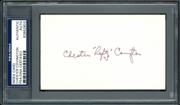 Chester Chet "Lefty" Covington Autographed Signed 3X5 Index Card Philadelphia Phillies PSA/DNA 