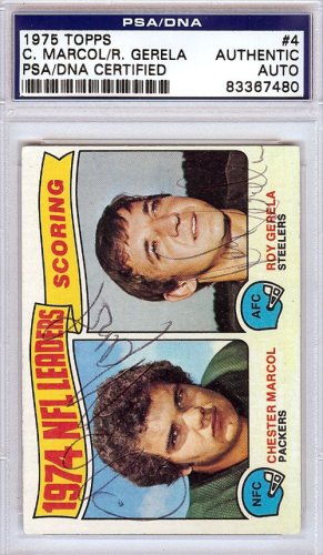 Chester Marcol & Roy Gerela Autographed 1975 Topps Card #4 PSA/DNA