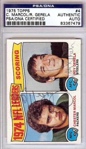 Chester Marcol & Roy Gerela Autographed 1975 Topps Card #4 PSA/DNA