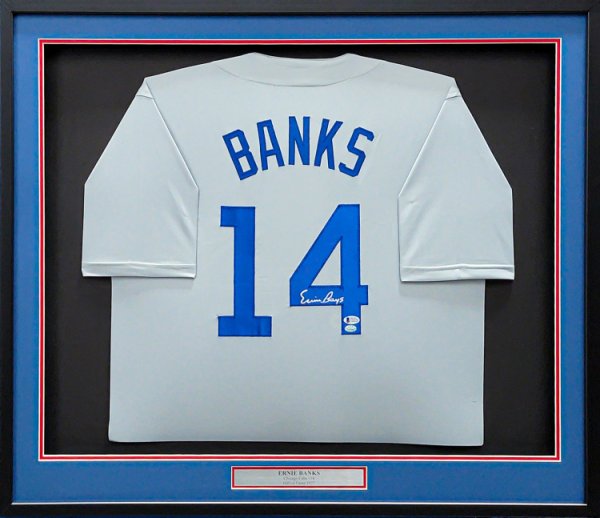 Chicago Cubs Ernie Banks Autographed Signed Framed Gray Jersey Beckett Beckett 