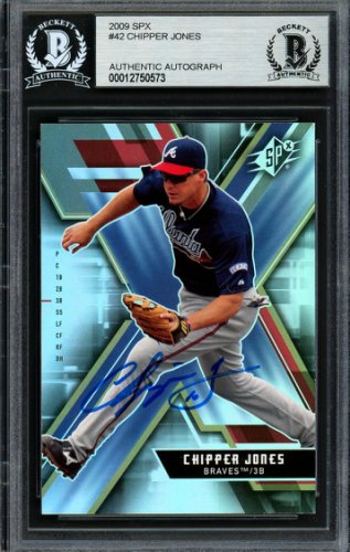 Chipper Jones Autographed 2009 UDA Spx Card #42 Atlanta Braves Beckett Beckett