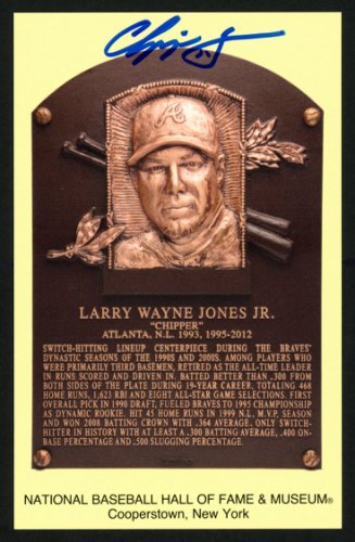 Chipper Jones Autographed HOF Plaque Postcard Atlanta Braves #150326