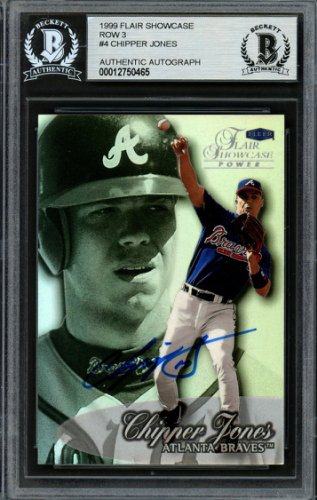 Chipper Jones Autographed Signed 1999 Flair Showcase Card #4 Row 3 Atlanta Braves Beckett Beckett 