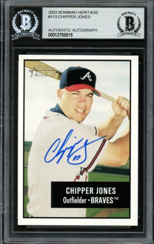 Chipper Jones Autographed Signed 2003 Bowman Heritage Card #113 Atlanta Braves Beckett Beckett 