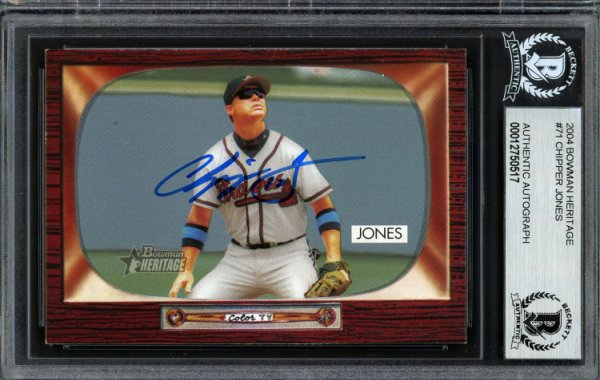 Chipper Jones Autographed Signed 2003 Bowman Heritage Card #71 Atlanta Braves Beckett Beckett 