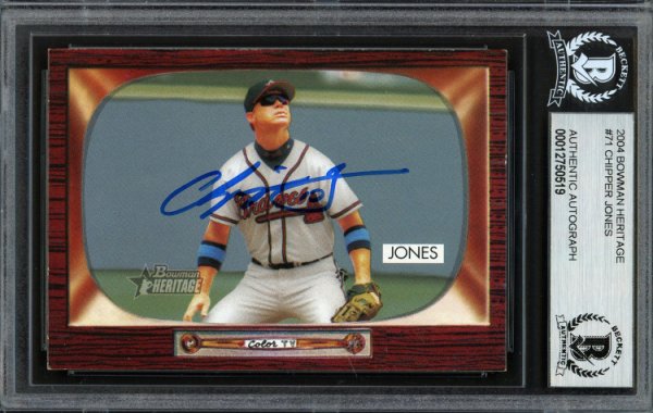 Chipper Jones Autographed Signed 2003 Bowman Heritage Card #71 Atlanta Braves Beckett Beckett 
