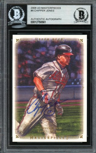 Chipper Jones Autographed Signed 2008 UDA Masterpieces Card #4 Atlanta Braves Beckett Beckett 