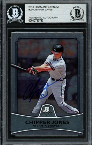 Chipper Jones Autographed Signed 2010 Bowman Platinum Card #90 Atlanta Braves Beckett Beckett 