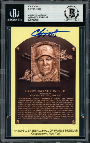 Chipper Jones Autographed Signed HOF Plaque Postcard Atlanta Braves Gem Mint 10 Beckett Beckett 