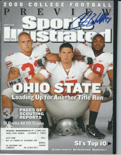 Chris "Beanie" Wells Autographed Signed Ohio State Sports Illustrated Magazine 8/11/08 - Autographs 