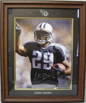 Chris Brown Autographed Signed Tennessee Titans 16X20 PhotoCustom Laser Logo Framing 