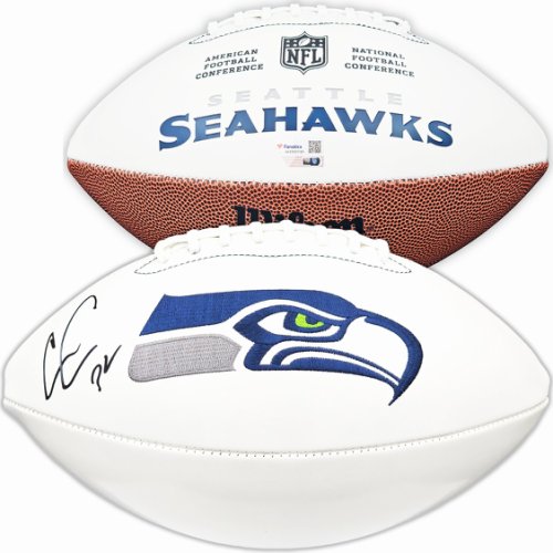 Chris Carson Autographed Signed Seattle Seahawks White Logo Football Fanatics Holo #215882 