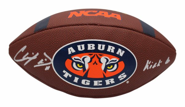 Chris Davis Autographed Auburn Tigers Stretched Kick Six vs Alabama Canvas  with Kick 6 Inscription Signed in Orange - Certified Authentic