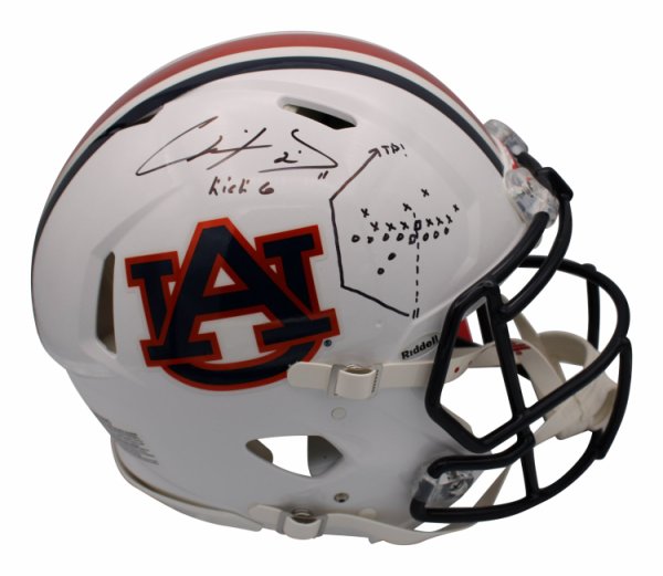 Chris Davis Autographed Signed Auburn Tigers Riddell Speed F/S Helmet w/"Kick 6" & Play Art 