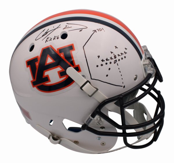 Chris Davis Autographed Signed Auburn Tigers Schutt F/S Helmet w/"Kick 6" & Play Art 