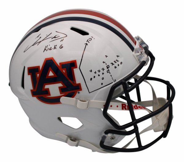 Chris Davis Autographed Signed Auburn Tigers Speed F/S Rep Helmet w/"Kick 6" & Play Art 