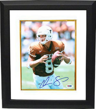 Chris Simms Autographed Signed Texas Longhorns 8X10 Photo Custom Framing- PSA Hologram (orange jersey passing) 