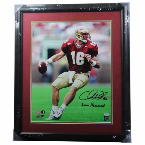 Chris Weinke Autographed Signed Florida State Seminoles Framed Looking Downfield in Garnet 16x20 Photo - with "2000 Heisman" Inscription PSA/DNA 