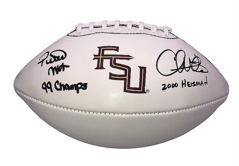 Chris Weinke & Peter Warrick Autographed Signed Nike White Panel FSU Logo Football - Beckett 