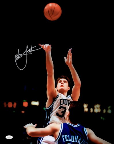 Christian Laettner Autographed 16X20 Photo Duke Blue Devils Shooting Signed Left JSA 