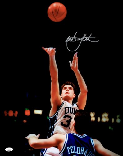 Christian Laettner Autographed 16X20 Photo Duke Blue Devils Shooting Signed Right JSA 