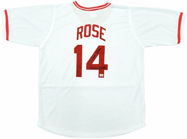 Cincinnati Reds Pete Rose Autographed Signed White Jersey "Charlie Hustle" Pr Holo #197039 