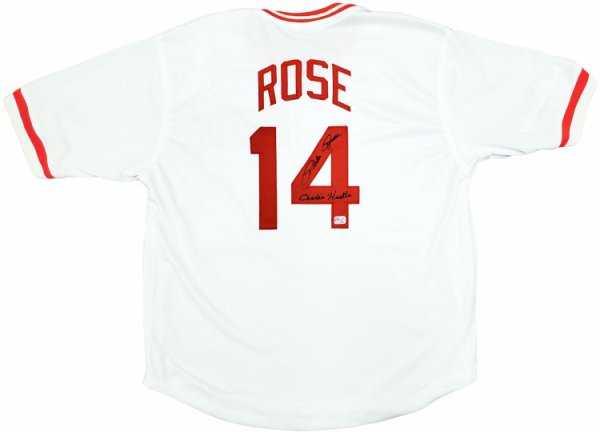 Cincinnati Reds Pete Rose Autographed Signed White Jersey "Charlie Hustle" Pr Holo #197082 