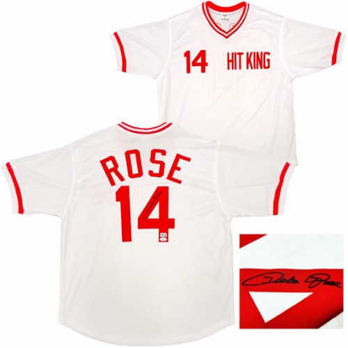 Cincinnati Reds Pete Rose Autographed White Jersey JSA