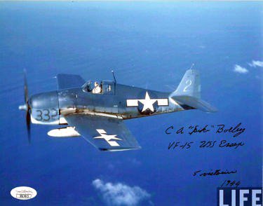 Clarence/C.A. "Spike" Borley Autographed Signed WWII Vintage B&W 8x10 Photo- JSA #SS17673- Navy Cross/VF-15 USS Europe/5 Victories/1944 
