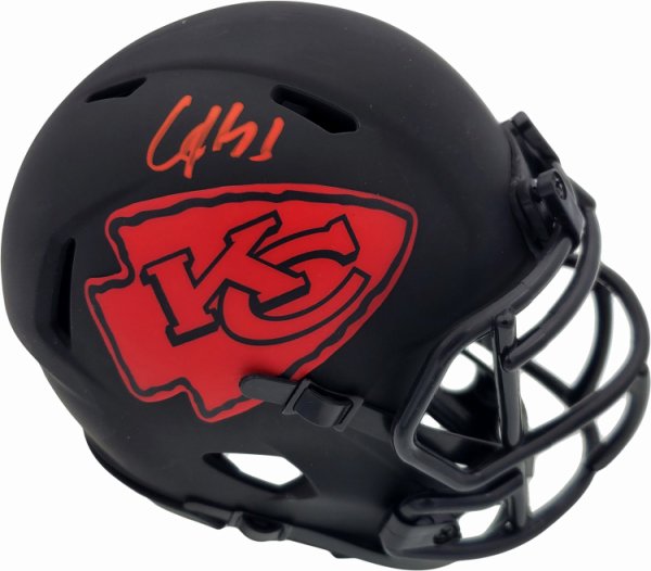 Clyde Edwards-Helaire Autographed Signed Kansas City Chiefs Eclipse Black Speed Mini Helmet Beckett Beckett Qr #193779 