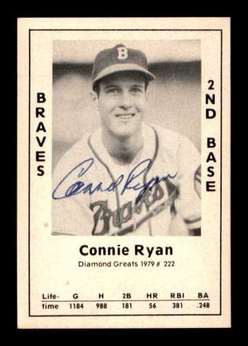 Connie Ryan Autographed Signed 1979 Diamond Greats Card #222 Boston Braves #188833 