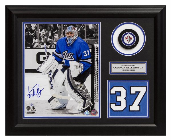 Connor Hellebuyck Autographed Signed Winnipeg Jets Game Day Number 20x24 Frame