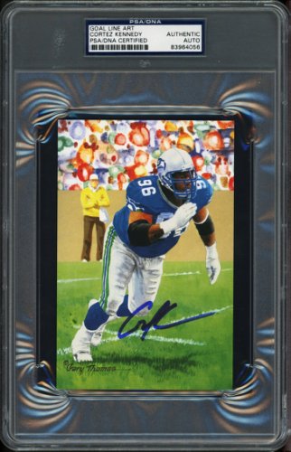 Cortez Kennedy Autographed Signed Goal Line Art Postcard Seattle Seahawks PSA/DNA 