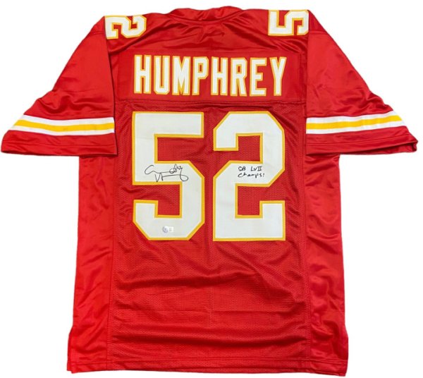 Creed Humphrey Signed Chiefs Red Custom XL Jersey 'SB LVII Champs!'- Beckett