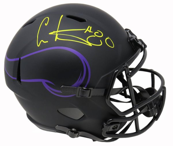 Cris Carter Autographed Signed Minnesota Vikings Eclipse Black Matte Riddell Speed Full Size Replica Helmet 