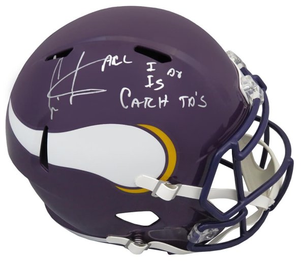 Cris Carter Autographed Signed Minnesota Vikings Throwback Riddell Full Size Speed Replica Helmet w/All I Do Is Catch TD's